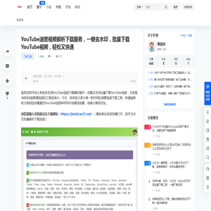 YouTube油管视频解析下载服务，一键去水印，批量下载YouTube视频，轻松又快速 - 自媒体资源站