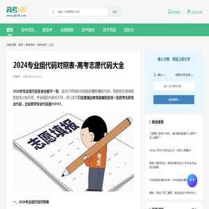 2024专业组代码对照表-高考志愿代码大全-高考100